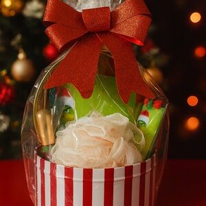 Festive Bath Gift Set with Red and Cream Accents